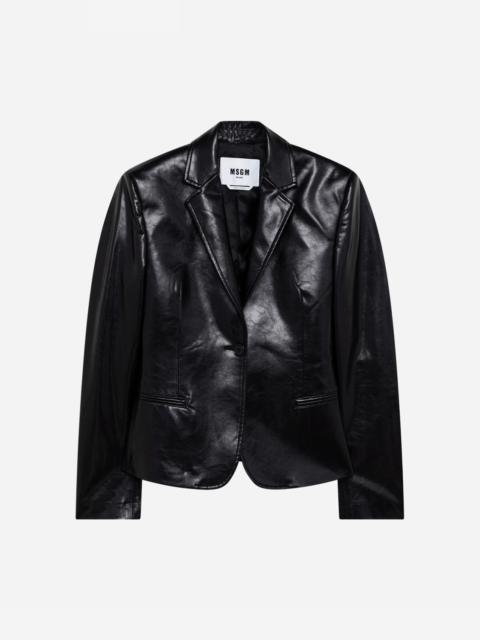 MSGM Single-breasted faux leather jacket