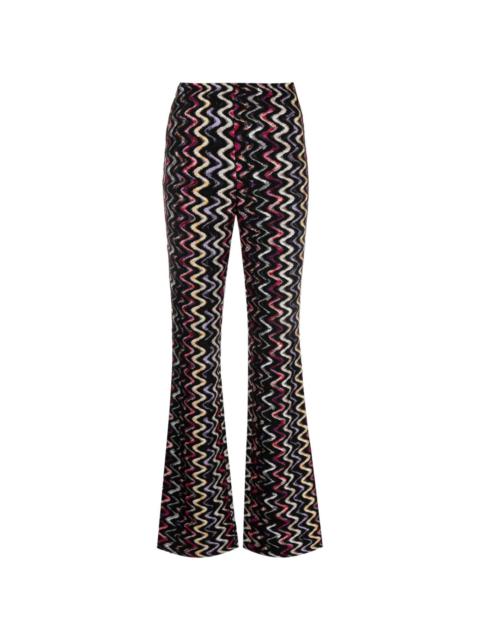 zigzag-pattern flared trousers