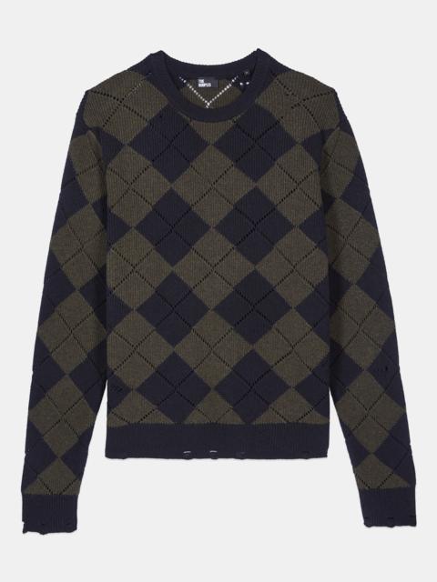 The Kooples BLACK AND KHAKI DIAMOND SWEATER