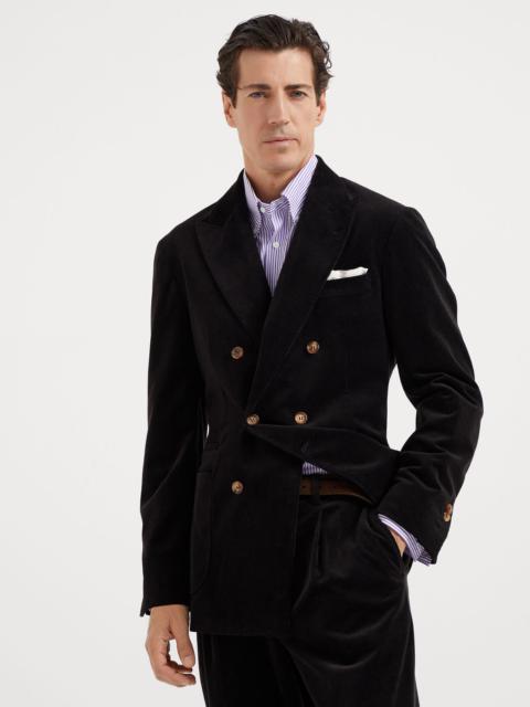 Brunello Cucinelli Comfort cotton and cashmere corduroy one-and-a-half breasted deconstructed blazer with patch pockets