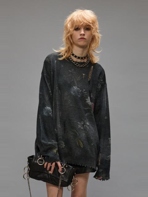 R13 BOYFRIEND SWEATER - BLACK FLORAL