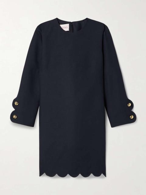 Scalloped wool and silk-blend cady mini dress