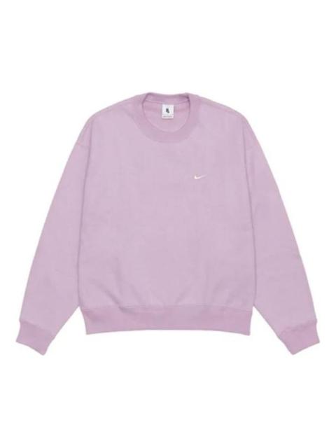 Nike Men's Nike Lab Fleece Crew Solid Color Plush Stay Warm Sports Round Neck Pullover Pink DA0318-530