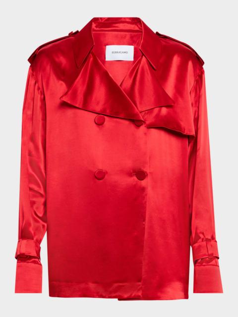 FERRAGAMO Double-Breasted Satin Jacket