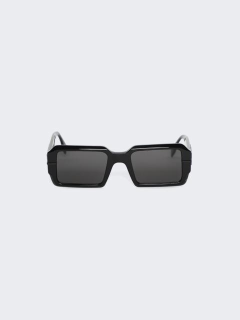 Rectangle Sunglasses Shiny Black and Smoke