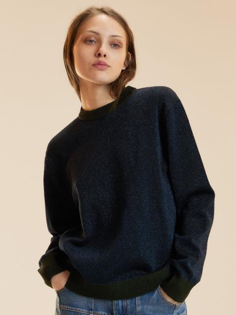 CYNTHIA ROWLEY Metallic Knit Crewneck