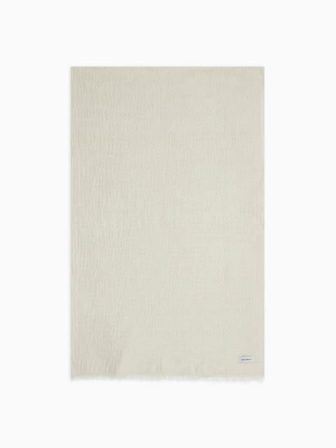 EMPORIO ARMANI Linen-blend modal stole with topstitched embroidery