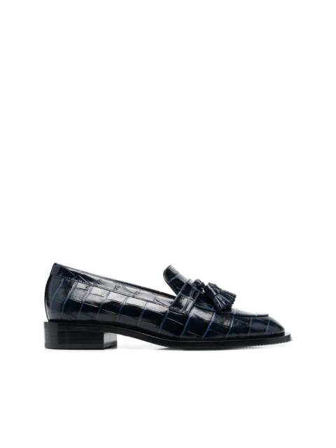 crocodile-effect tasseled loafers