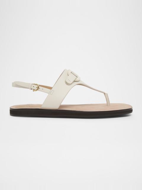 FERRAGAMO Siriana Gancio Leather Thong Sandals