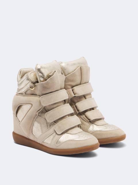 Isabel Marant Bekett metallic leather and suede wedge sneakers