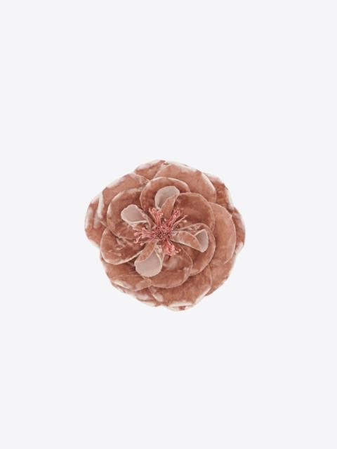 SAINT LAURENT small wild rose brooch in crushed velvet and metal