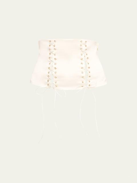 KIKI DE MONTPARNASSE La Madame Lace-Up Silk Waist Cincher