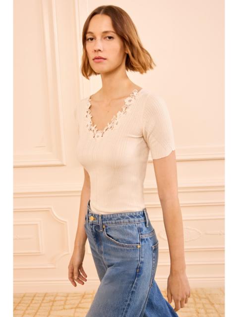 ULLA JOHNSON Celeste Knit Top with Lace