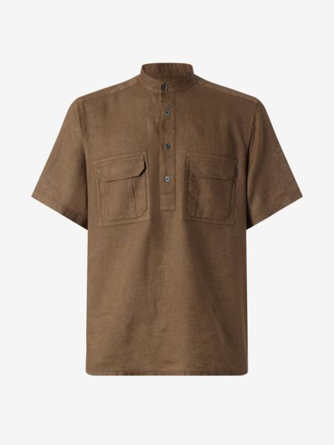 CORNELIANI Brown linen shirt