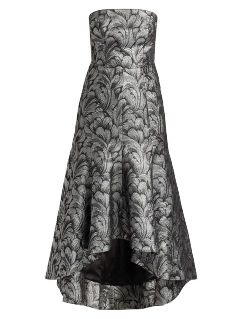 MILLY Women's Diana Feather Jacquard Strapless Midi-Dress - Silver Multi