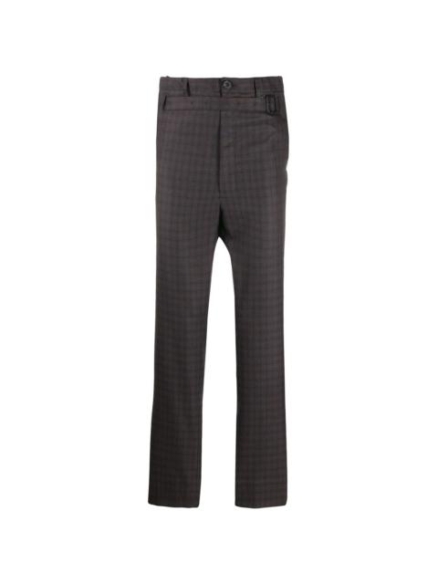 belted check print trousers