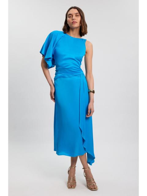 KAREN MILLEN Viscose Satin Drape Midi Dress