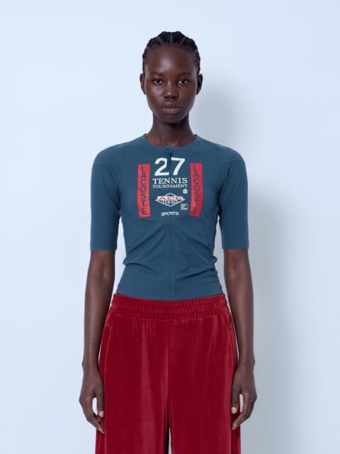 LACOSTE Runway Zipped Printed Stretch T-shirt