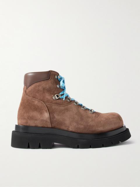 Bottega Veneta Lug Leather-Trimmed Suede Hiking Boots