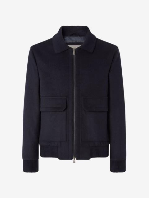 CORNELIANI Navy blue wool and cashmere jacket
