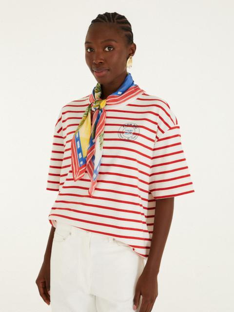 FARM RIO Red Summer In The Tropics Stripes T-Shirt