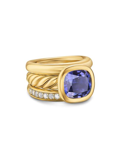 DAVID YURMAN Women's DY Mercer Three Row Stone Ring in 18K Yellow Gold - Iolite