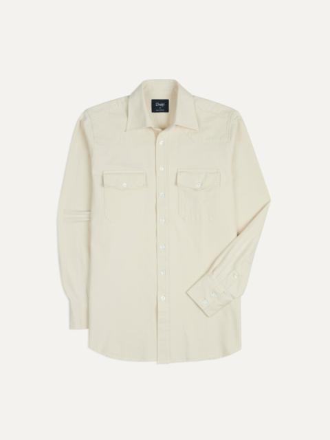 Drake's Ecru Denim Two-Pocket Western Shirt