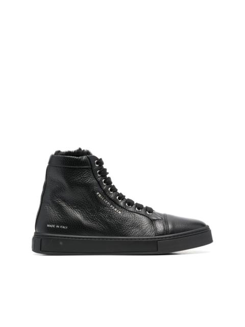 shearling lined high-top sneakers