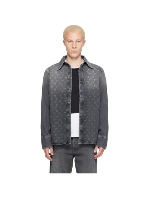 Marine Serre Gray Moon Laser Wash LS Denim Shirt
