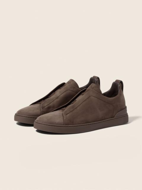ZEGNA DARK TAUPE TRIPLE STITCH™ SECONDSKIN SNEAKERS