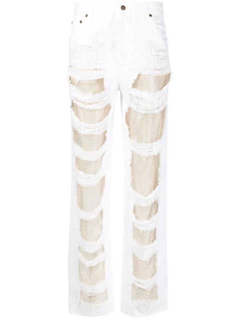 DARKPARK ripped design cotton jeans