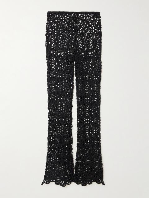 NORMA KAMALI Open-knit Cotton-blend Flared Pants
