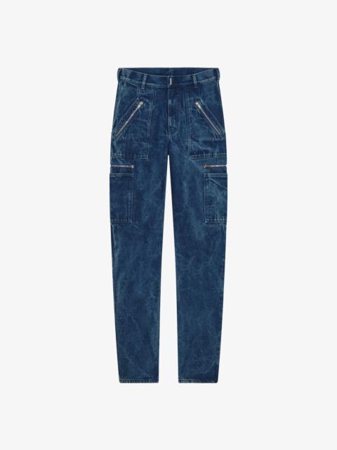 Givenchy LOOSE FIT JEANS WITH ZIPS IN MARBLED DENIM