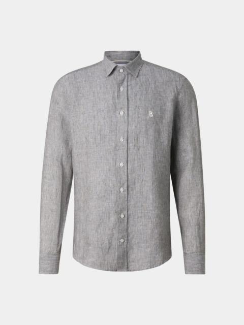BOGNER Timi linen shirt in Olive green/white