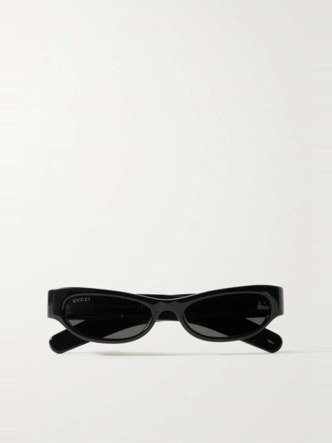 GUCCI Cat-eye acetate and silver-tone sunglasses