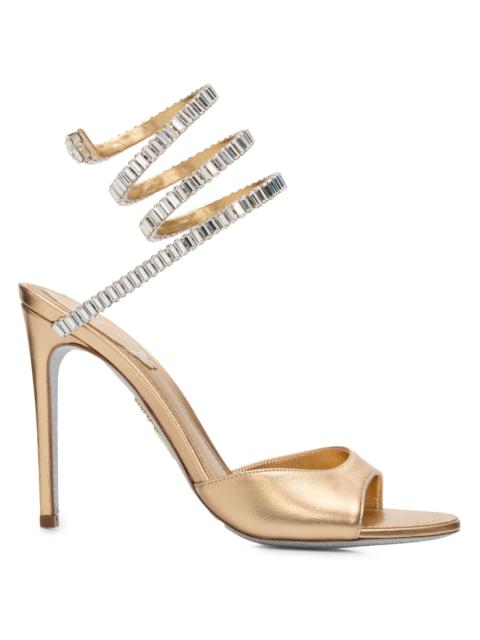 RENE CAOVILLA Women's 110MM Embellished Wrap Leather Sandals - Gold Lamb Crystal Strass