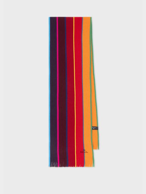 Paul Smith Red Ombre Stripe Merino Wool Scarf