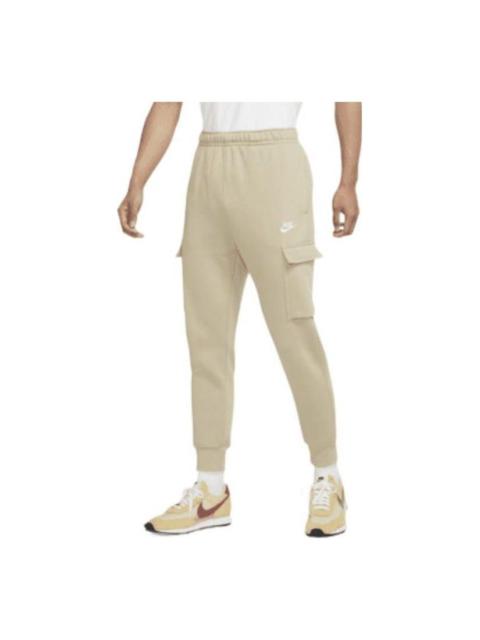 Nike Sportswear Club Fleece Cargo Stay Warm Bundle Feet Solid Color Sports Long Pants Creamy White C