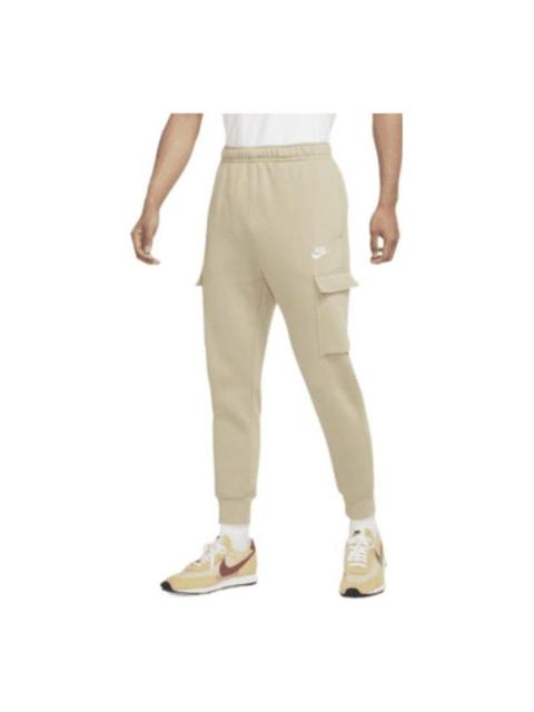 Nike Nike Sportswear Club Fleece Cargo Stay Warm Bundle Feet Solid Color Sports Long Pants Creamy White C