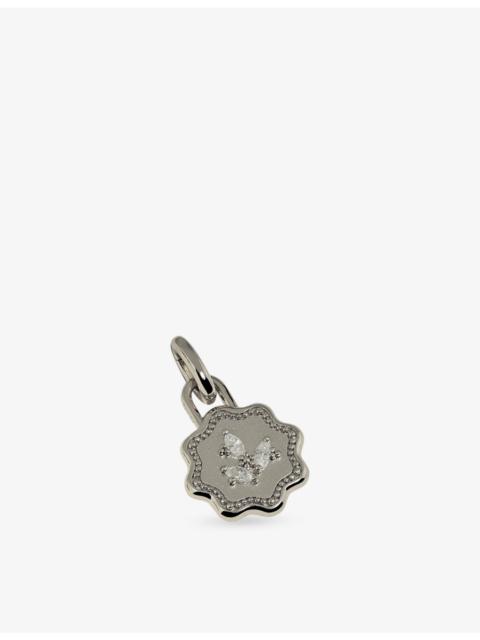 ASTRID & MIYU Pear Crystal Ripple Rhodium-Plated Sterling-Silver and Cubic Zirconia Coin Clip Charm