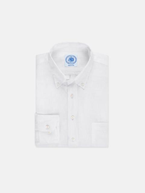 J. PRESS SOLID WHITE LINEN SPORT SHIRT - CLASSIC FIT