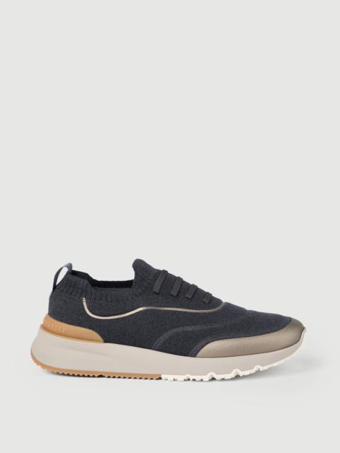 Brunello Cucinelli Techno cotton knit runners with heat-bonded details