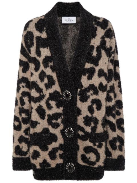 PHILIPP PLEIN leopard-print lurex cardigan