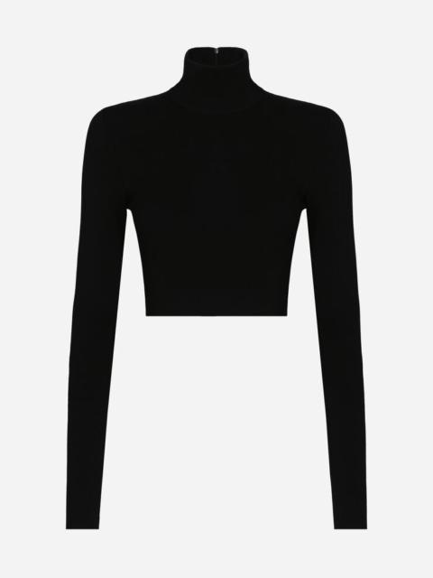 Cropped turtle-neck top