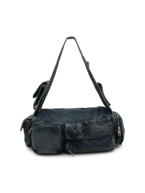 vintage blue cotton sling bag superbusy crossbody bag