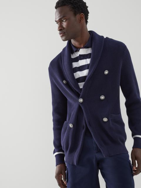 Brunello Cucinelli Cotton one-and-a-half breasted cardigan with metal buttons