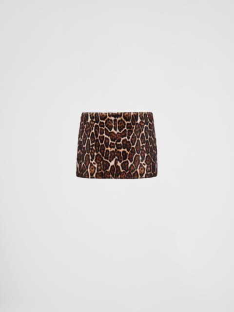 Printed shearling skirt