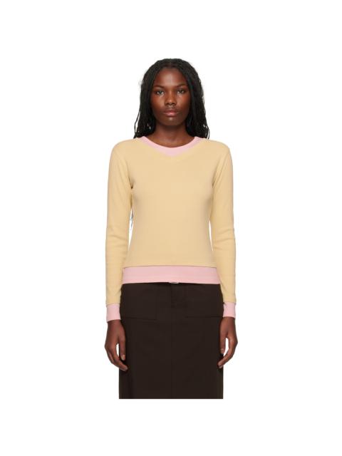 Gimaguas Beige Stretch Cotton Sam T-shirt In Beige/pink