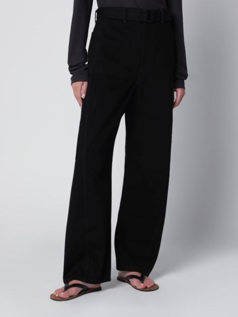 Lemaire Black cotton trousers with belt