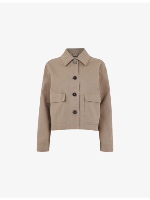 WHISTLES Marie boxy-fit button-up cotton jacket